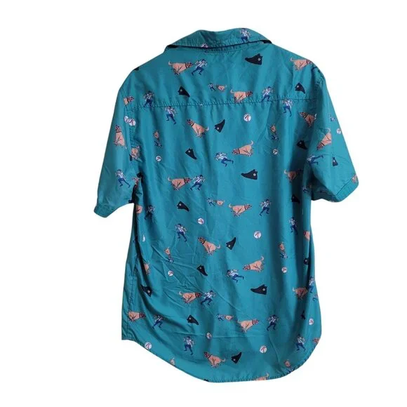 The Roosevelts RSVLTS x Sandlot Button Up Shirt Green Benny Beast Dog Mens M - Picture 9 of 12